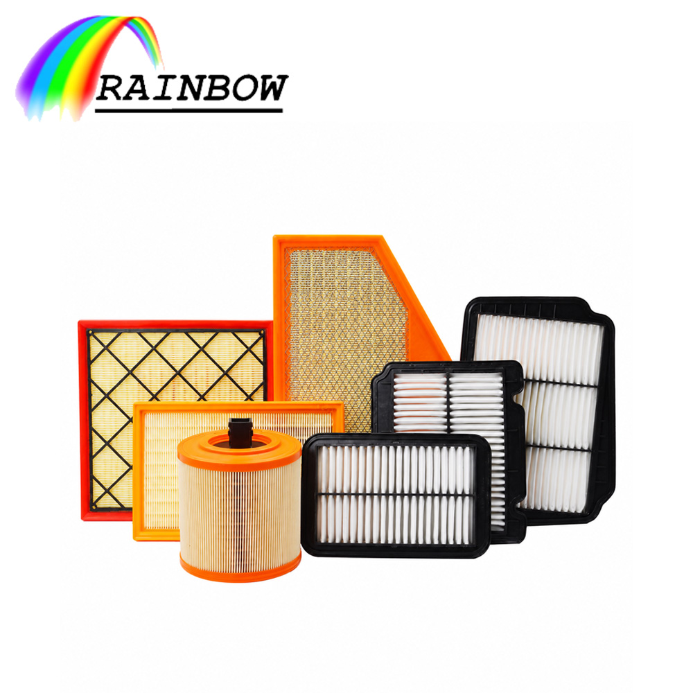 Rainbow brand automotive filter collection — showcasing a wide range of cabin filters, air filters, and oil filters in various sizes and specifications.